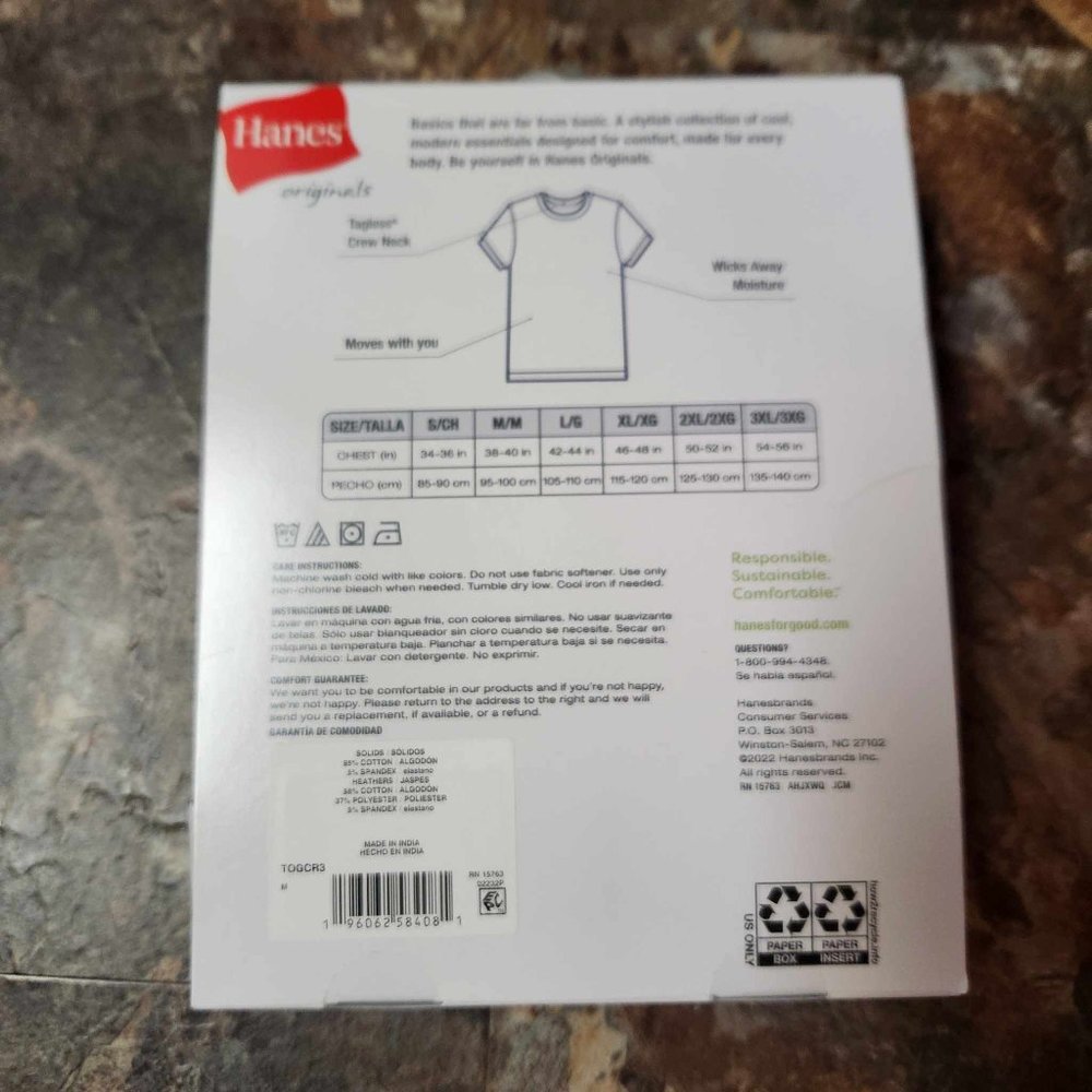 Hanes Originals Mens Stretch T-Shirts 3-Pack - Size Medium - NWT - Picture 2 of 3
